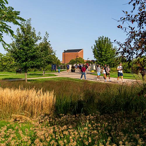 UW-Eau Claire campus with students